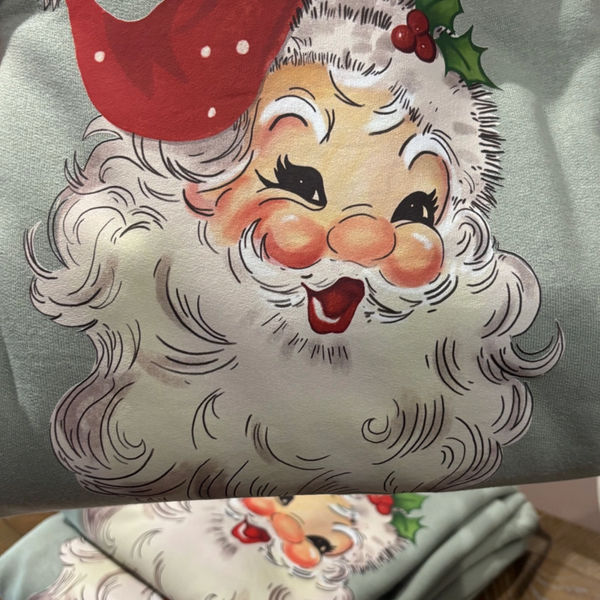 Stonewash Green Vintage Santa Sweatshirt S-2XL