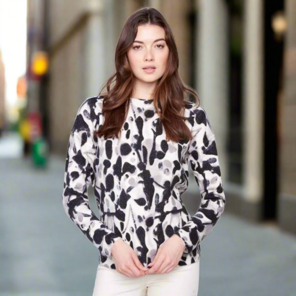 Reversible Abstract Floral Crewneck Sweater
