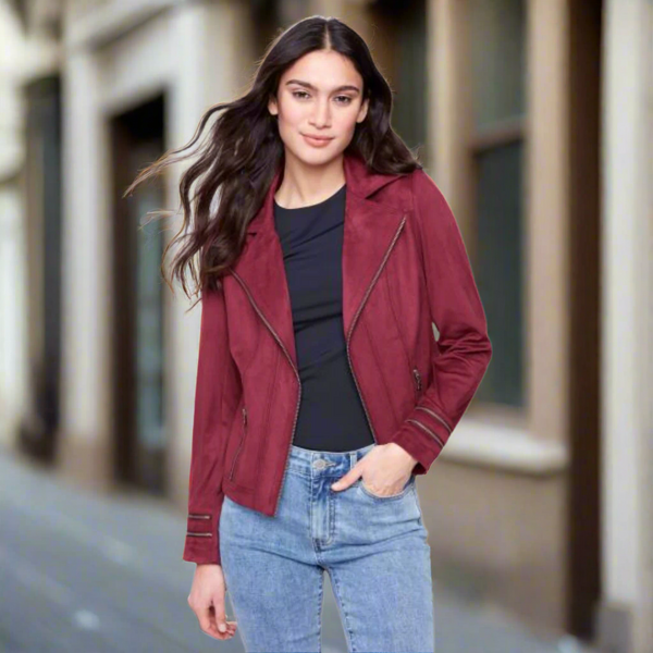 Burgundy Faux Suede Jacket S-L