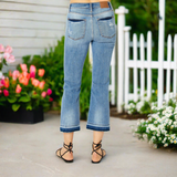 Judy Blue Mid Rise Release Hem Cropped Bootcut