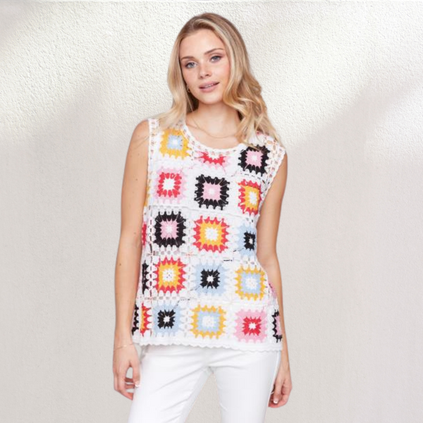 Granny Square Sleeveless Top S-XL