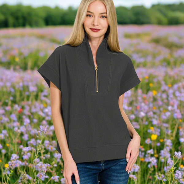 Anita Ribbed Quarter-Zip Top S-XL