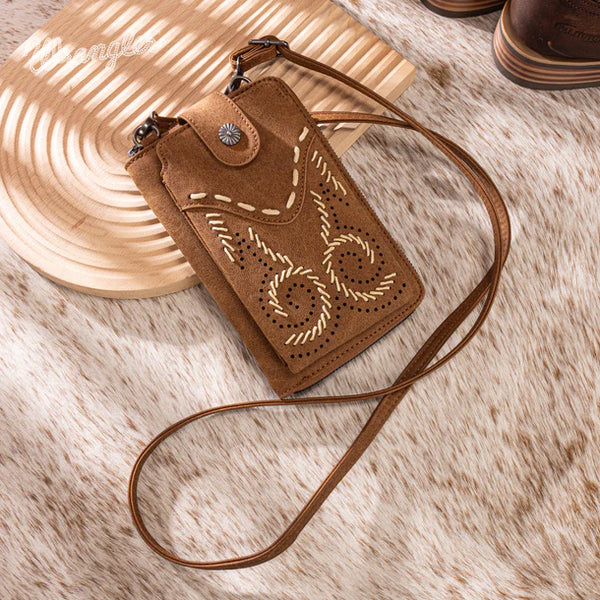 Wrangler Western Stitch RFID Phone Crossbody Wallet/Crossbody - Brown