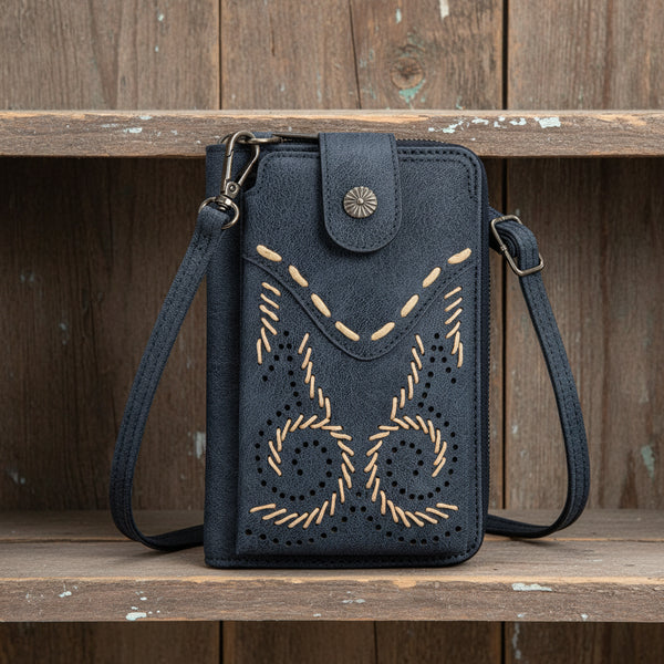 Wrangler Western Stitch RFID Phone Crossbody Wallet/Crossbody - Navy