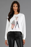Girl With Christmas Tree In Basket Sweatshirt
