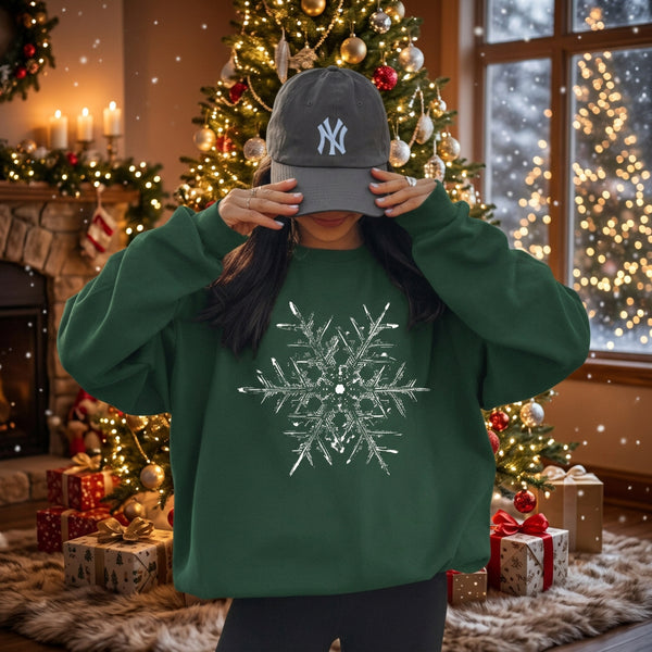 Forest Green Snowflake Sweatshirt S-XL