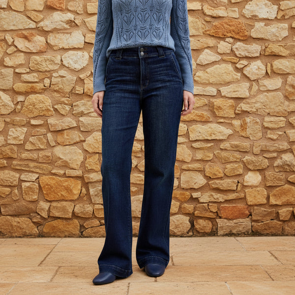 Judy Blue High Waist Trouser Wide Leg Dark Denim