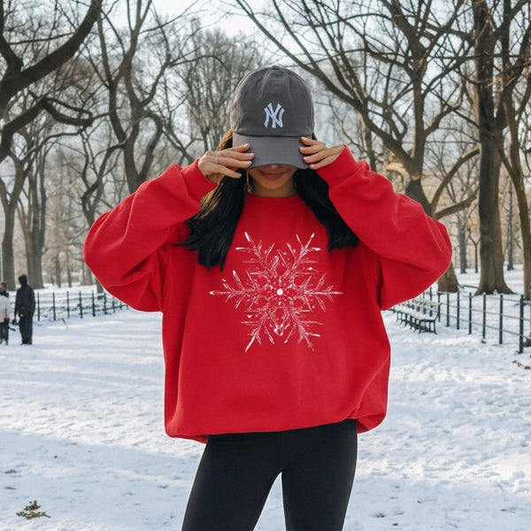 Cherry Red Snowflake Sweatshirt S-XL