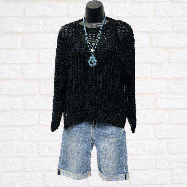 Black Net Sweater S